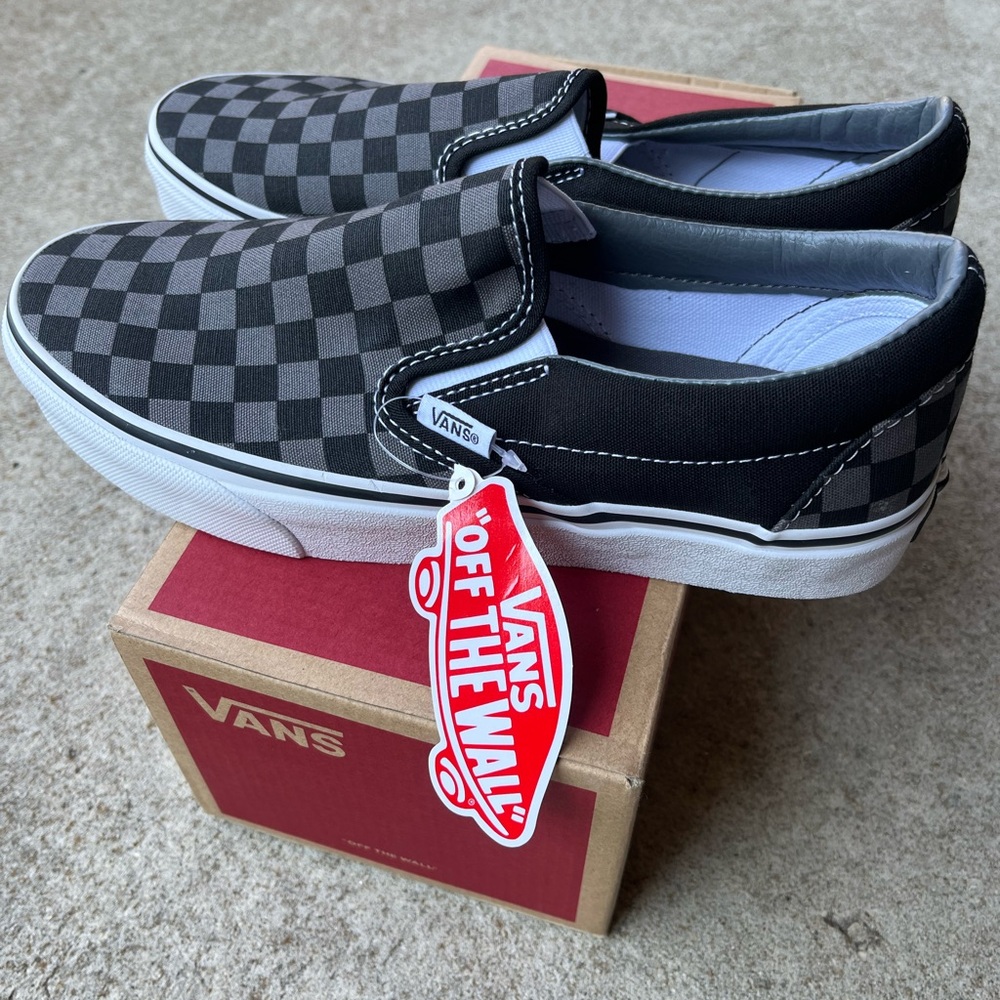 Vans black checkerboard classic slip on sneakers shoes sz 8 - Picture 4 of 7